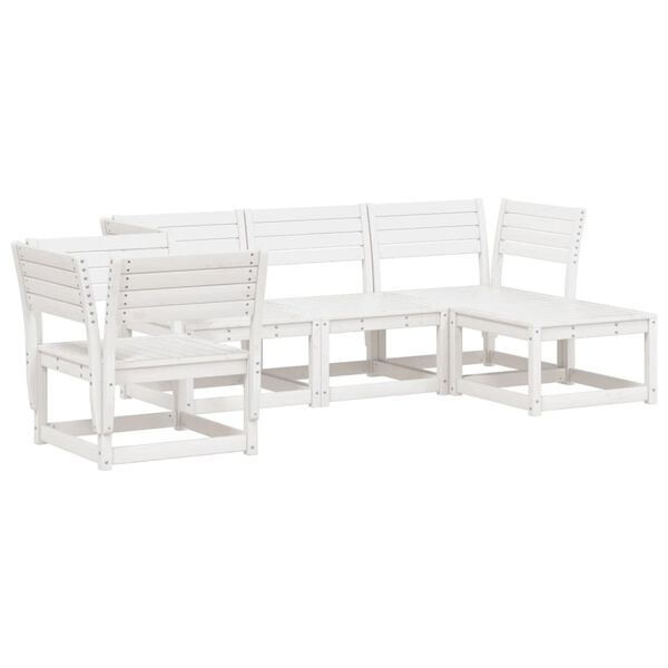 vidaXL 5 Piece Garden Lounge Set White Solid Wood Pine