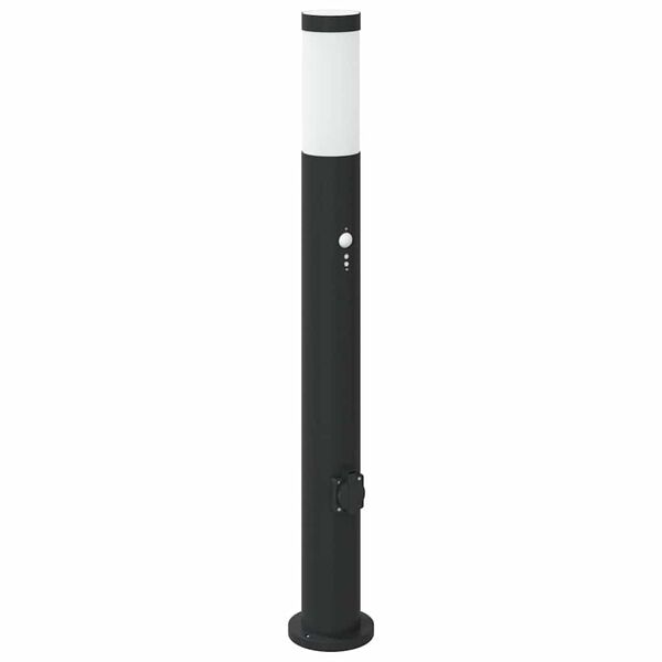 vidaXL Bollard Light with Sensor&Outlet 80 cm Stainless Steel IP44