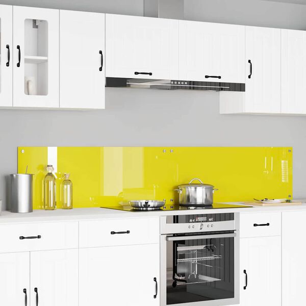 vidaXL Kitchen Backsplash 2 pcs Yellow 110 x 40 cm Tempered Glass