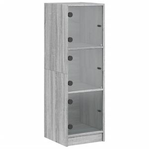 vidaXL Highboard with Glass Doors Grey Sonoma 35x37x109 cm