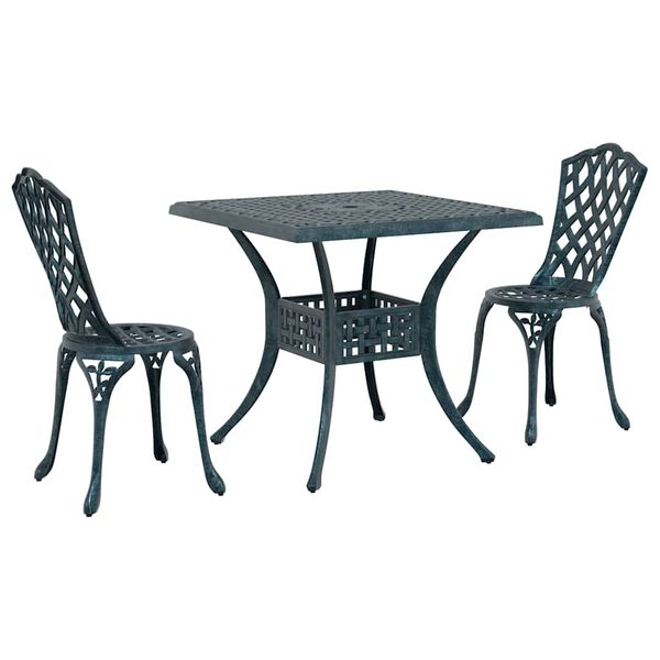vidaXL Garden Table Set 3 pcs Green Cast Aluminium