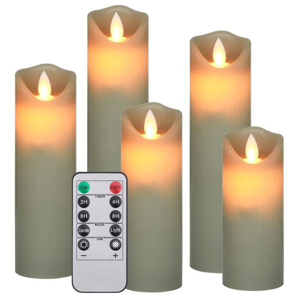 vidaXL 5 Piece Electric LED Candle Set with Remote Control Warm White