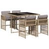 vidaXL 5 Piece Garden Dining Set with Cushions Mix Beige Poly Rattan