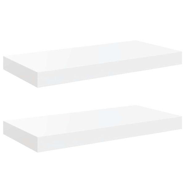 vidaXL Floating Wall Shelves 2 pcs High Gloss White 50x23x3.8 cm MDF