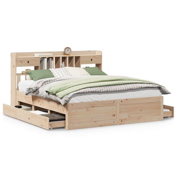vidaXL Bookcase Bed without Mattress 180x200 cm Super King Solid Wood Pine