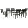 vidaXL 7 Piece Garden Dining Set Black Steel and Textilene