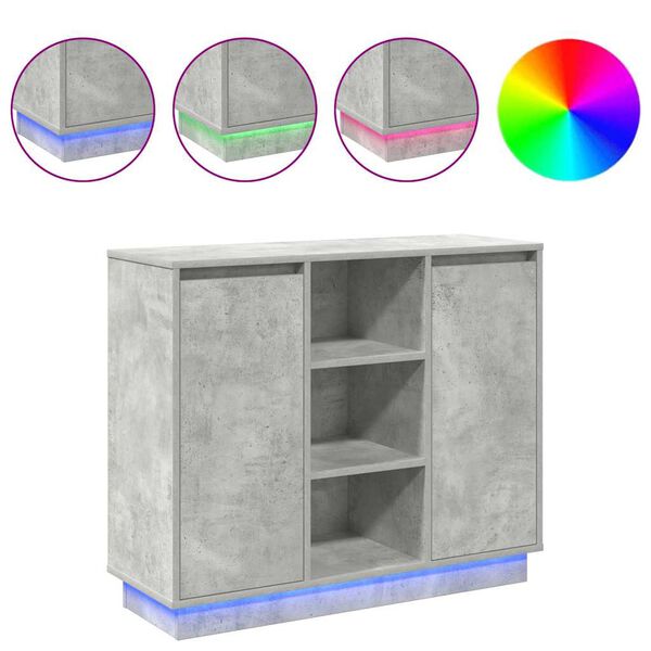 vidaXL LED Sideboard Concrete Grey 90 x 32 x 75 cm Engineered Wood