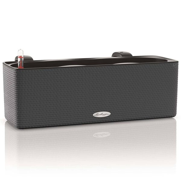 LECHUZA Planter CUBE color triple with Brackets Anthracite 13684