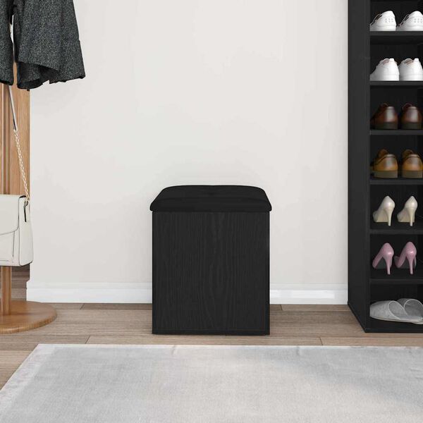 vidaXL Storage Bench Black Oak 42 x 42 x 45 cm Engineered Wood