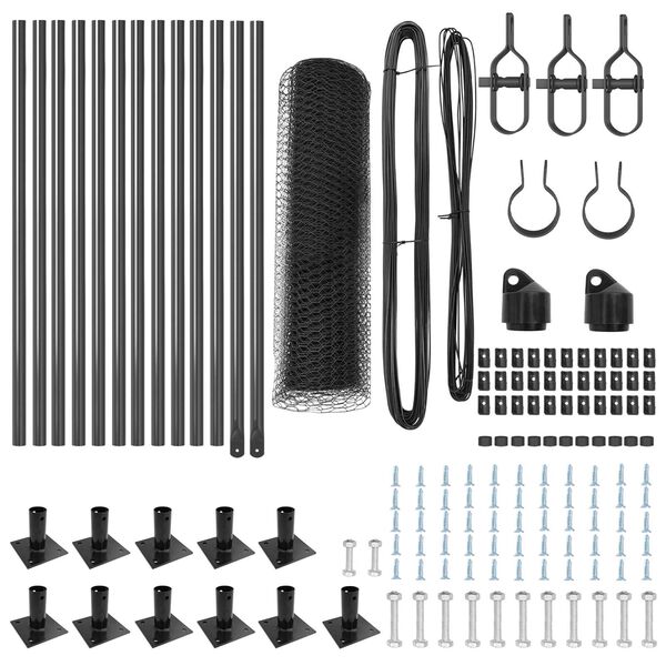 vidaXL Fence with Posts Grey 0.5 x 25 m PVC-coated steel
