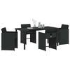 vidaXL Garden Dining Set with Cushion 5 pcs Black Poly Rattan