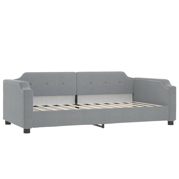 vidaXL Daybed with Trundle and Mattresses Light Grey 90x190 cm Fabric