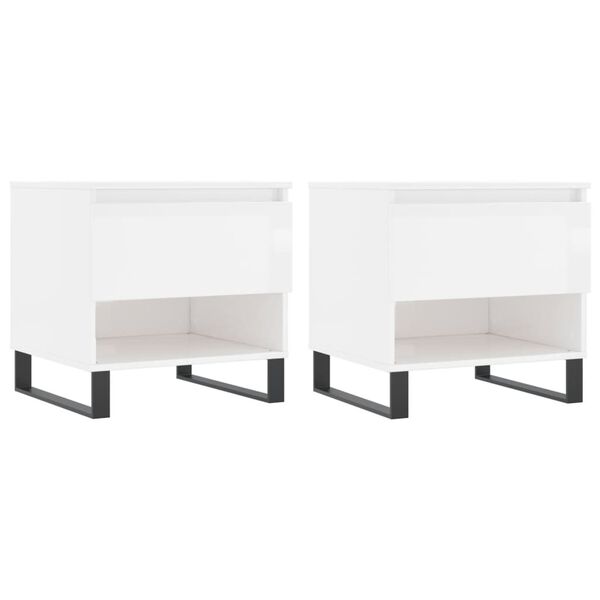 vidaXL Coffee Tables 2 pcs High Gloss White 50x46x50 cm Engineered Wood