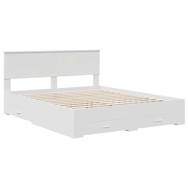 vidaXL Bed Frame with Headboard White 160 x 200 cm Engineered Wood