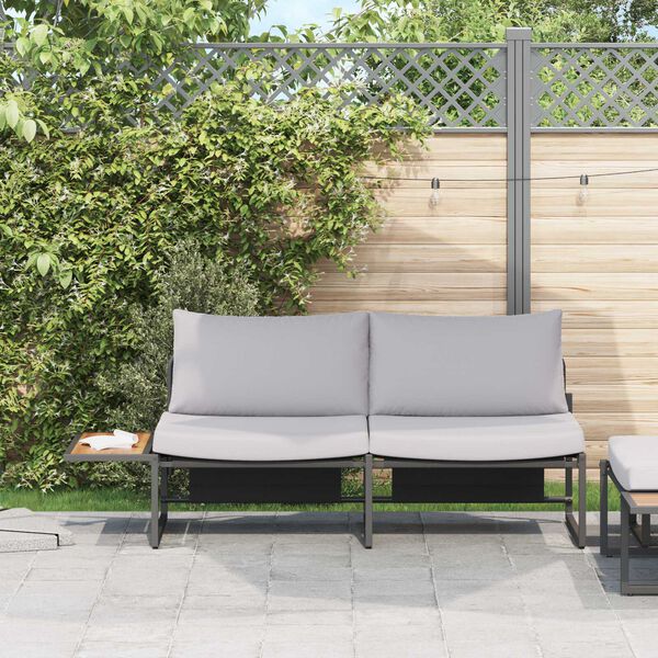 vidaXL Garden Sofa with Cushion Light Grey 200.5 x 70 x 85.5 cm Steel