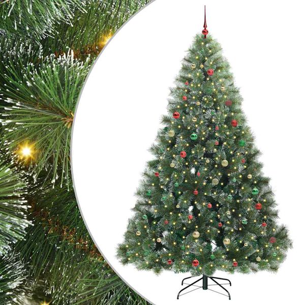 vidaXL Artificial Christmas Tree with 300 LEDs Green 240 cm PE and PVC