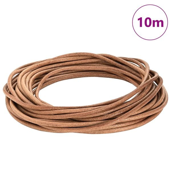 vidaXL Leather Cord Brown &Oslash;4 mm x 10 m Leather