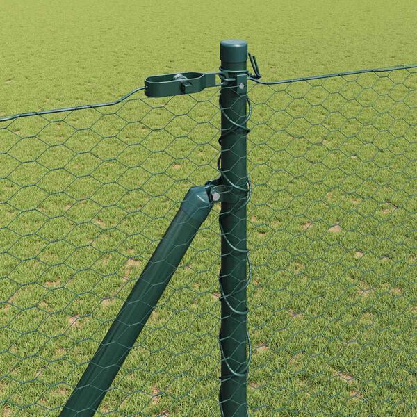 vidaXL Fence Post Green 50 x 1.5 m (25 mm mesh) Steel and PVC