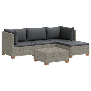 vidaXL 5 pcs Rattan Lounge Set with Cushions GENDT Natural Rattan