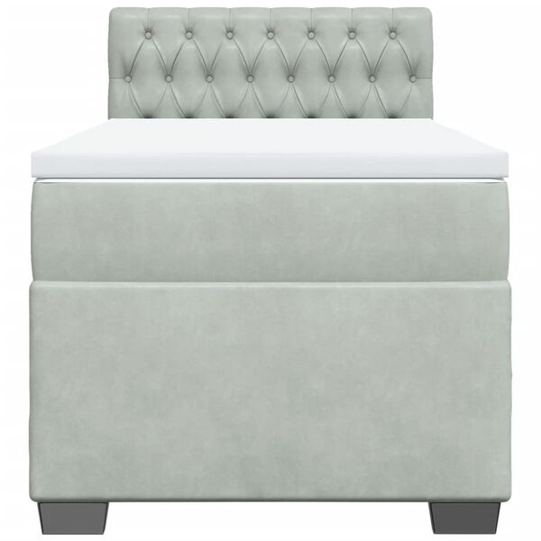 vidaXL Box Spring Bed with Mattress Light Grey 90x190 cm Velvet