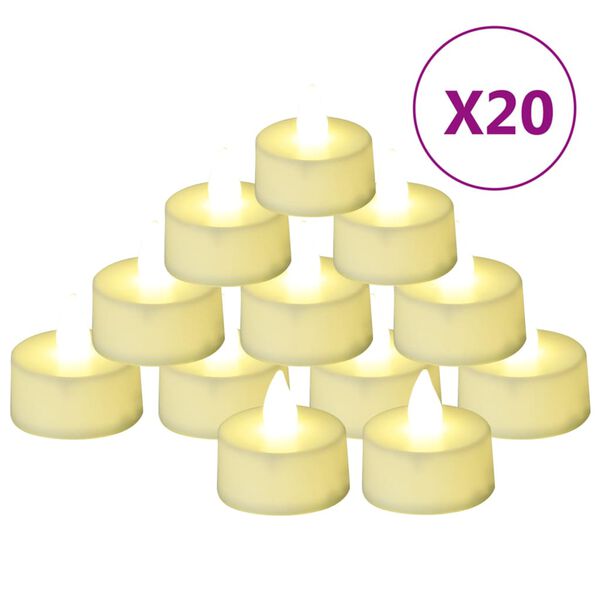 vidaXL Flameless Electric Tea Lights LED Candles 20 pcs Warm White