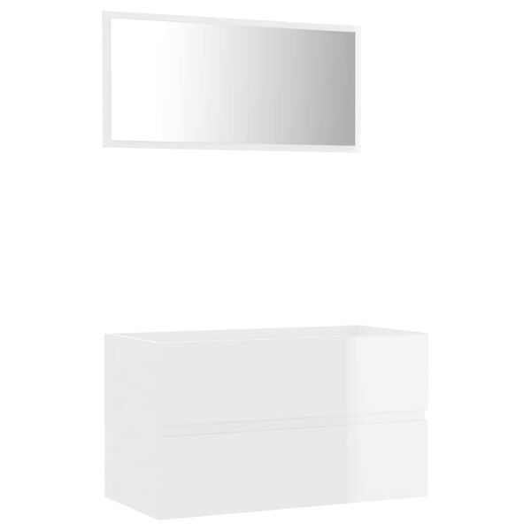 vidaXL 2 Piece Bathroom Furniture Set High Gloss White Engineered Wood
