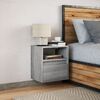 vidaXL Wall-mounted Bedside Cabinet with LED Lights Grey Sonoma