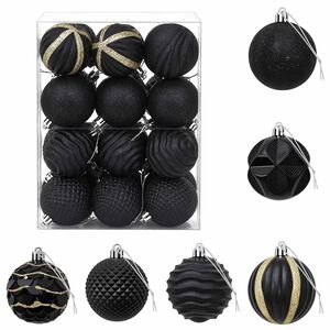 vidaXL Christmas Ball Set 36 pcs Black 6 cm Polystyrene