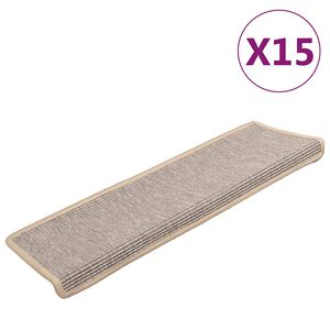 vidaXL Stair Mat | Set of 15 | Silver | 91% Polypropylene, 9% Polyester