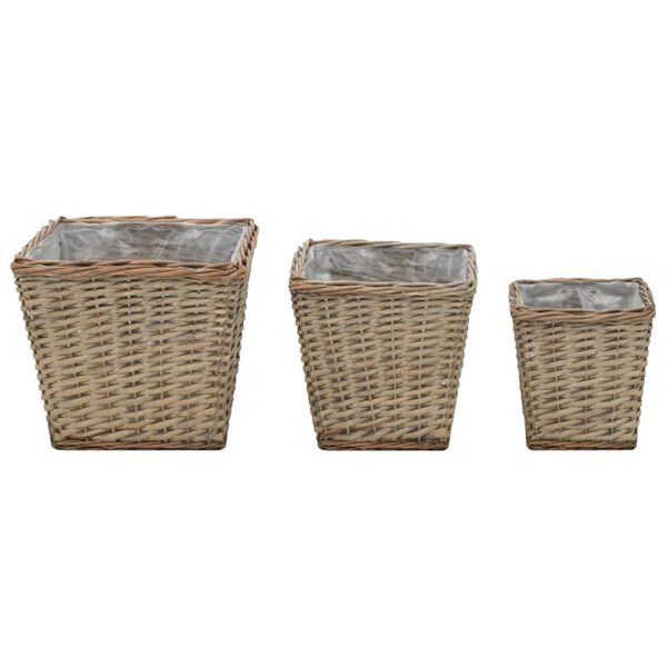 vidaXL Raised Bed 3 pcs Wicker with PE Lining