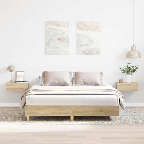 vidaXL Bed Frame No Mattress Sonoma Oak 150x200 cm King Size Engineered Wood