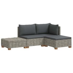 vidaXL 4 pcs Rattan Lounge Set with Cushions GENDT Natural Rattan
