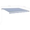 vidaXL Manual Retractable Awning with Posts 4x3.5 m Blue and White