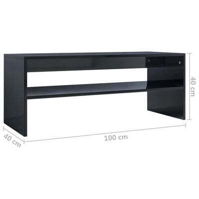 vidaXL Coffee Table High Gloss Black 100x40x40 cm Engineered Wood