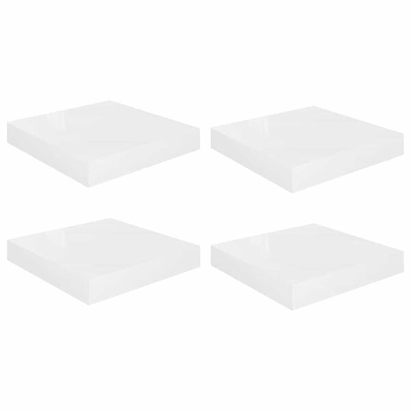 vidaXL Floating Wall Shelves 4 pcs High Gloss White 23x23.5x3.8 cm MDF