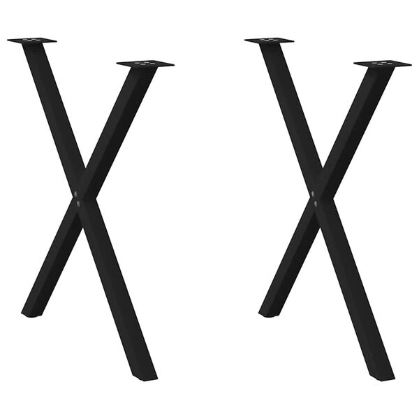 vidaXL Dining Table Legs X-Shaped 2 pcs Black 80x(72-73) cm Steel