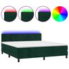 vidaXL Box Spring Bed with Mattress&LED Dark Green 180x200cm Velvet