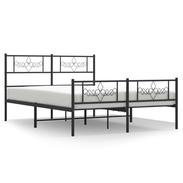 vidaXL Metal Bed Frame without Mattress with Footboard Black 140x200cm