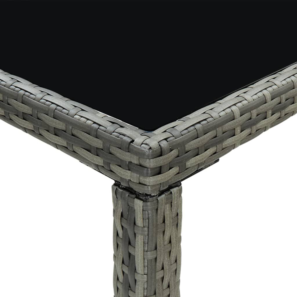 vidaXL 7 Piece Garden Bar Set with Cushions Poly Rattan Grey