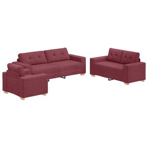 vidaXL Sofa 3 pcs Wind Red Fabric