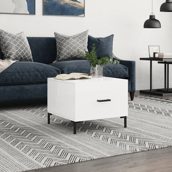 vidaXL Coffee Table High Gloss White 50x50x40 cm Engineered Wood
