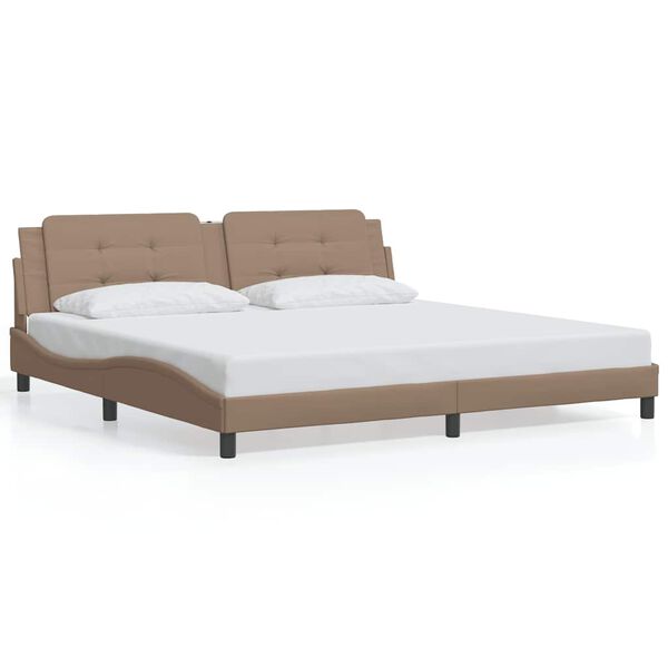 vidaXL Bed Frame without Mattress "Zadar" Cappuccino 200x200 cm Faux Leather