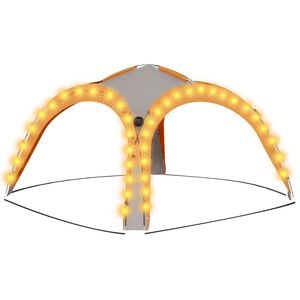vidaXL Party Tent with LED and 4 Sidewalls 3.6x3.6x2.3 m Grey&Orange