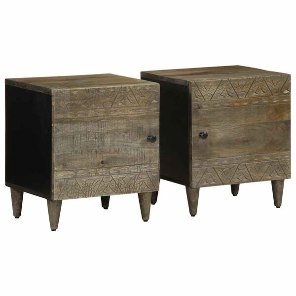 vidaXL Bedside Cabinets 2 pcs Light Grey 40x33x46 cm Solid Wood Mango