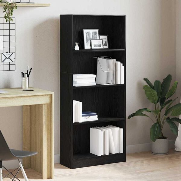 vidaXL Bookshelf Black Oak 60 x 24 x 143 cm Engineered Wood