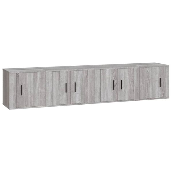 vidaXL 4 Piece TV Cabinet Set Grey Sonoma Engineered Wood