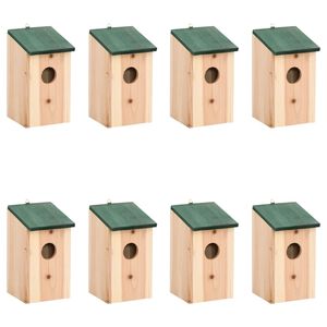 vidaXL Bird Houses 8 pcs Wood 12x12x22 cm