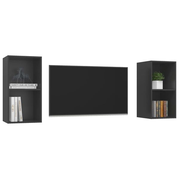 vidaXL Wall-mounted TV Cabinets 2 pcs Grey Engineered Wood