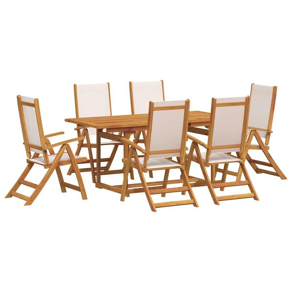 vidaXL 7 Piece Garden Dining Set Solid Wood Acacia and Textilene
