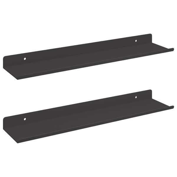 vidaXL Floating Shelf Wall-mounted 2 pcs Black 40 x 8.5 x 2.5 cm Steel